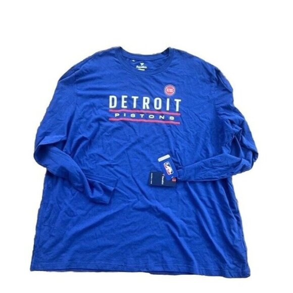 Fanatics Size 5XL Men's Blue Detroit Pistons Logo T-Shirt 100% Cotton Crew Neck. - Picture 1 of 9